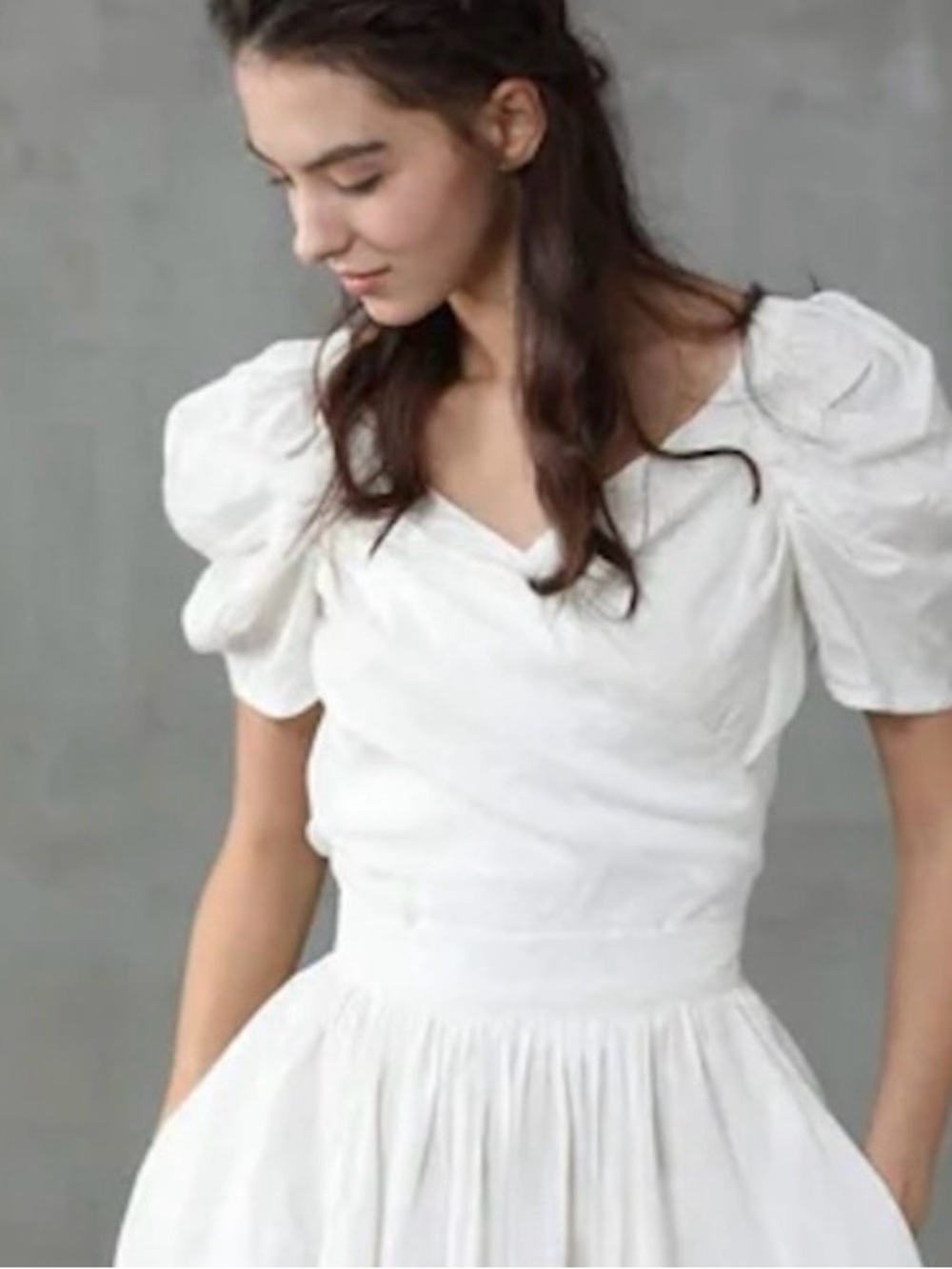Linennaive Magnolia 13 Crop Blouse NWT White Medium Romantic Coquette Rennselear